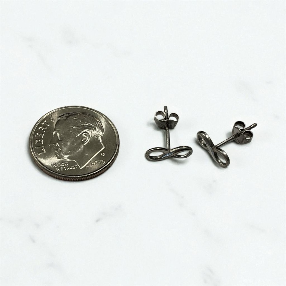 925 Sterling Silver Infinity Stud Post Earrings - image 2